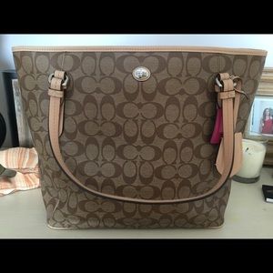 Coach Zip Top Tote in Outline Signature